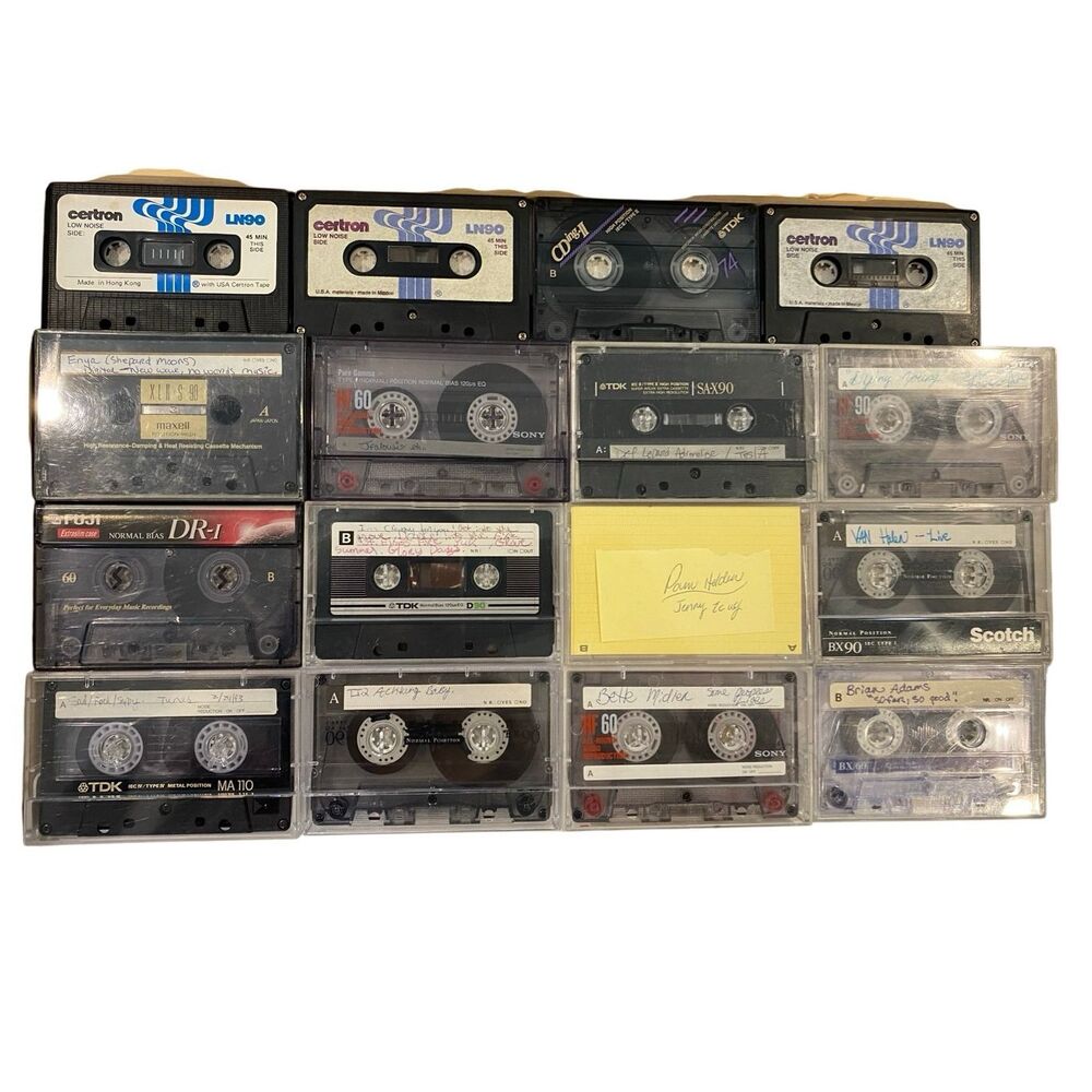 Vintage Blank Recorded Cassette Tape Lot 16 Mixed Brands TDK Sony Maxell Scotch